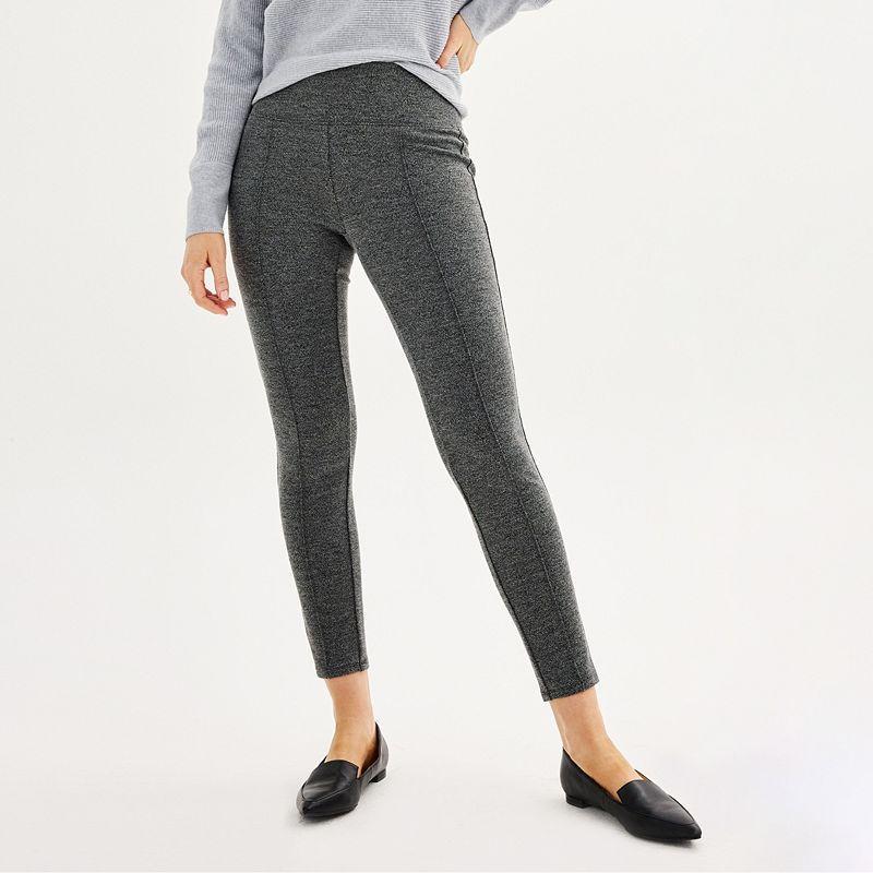 Womens Nine West Seamed Tummy-Control Ponte Leggings Grey Black Texture Product Image