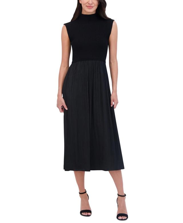 Vince Camuto Womens Mixed-Media Turtleneck Dress Product Image