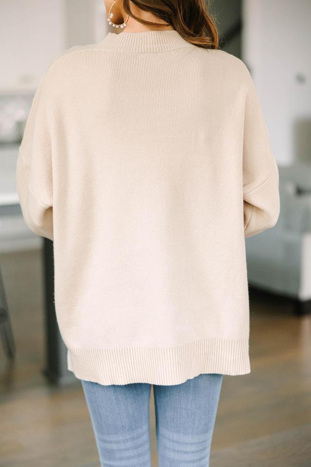 Perfectly You Taupe Brown Mock Neck Sweater Female Product Image