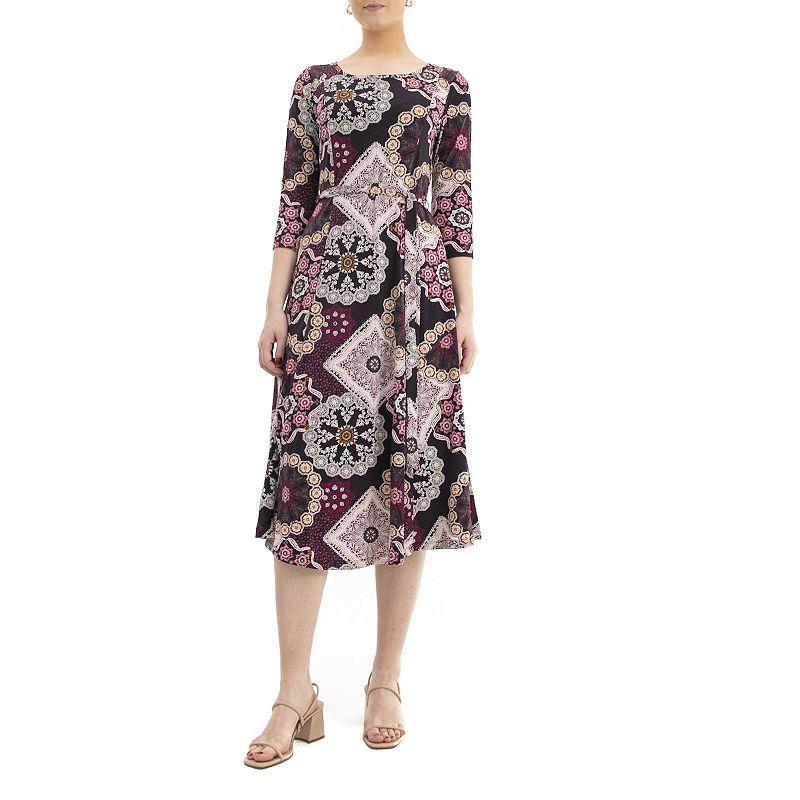 Womens Nina Leonard Print Midi Dress Dusty Pink Product Image