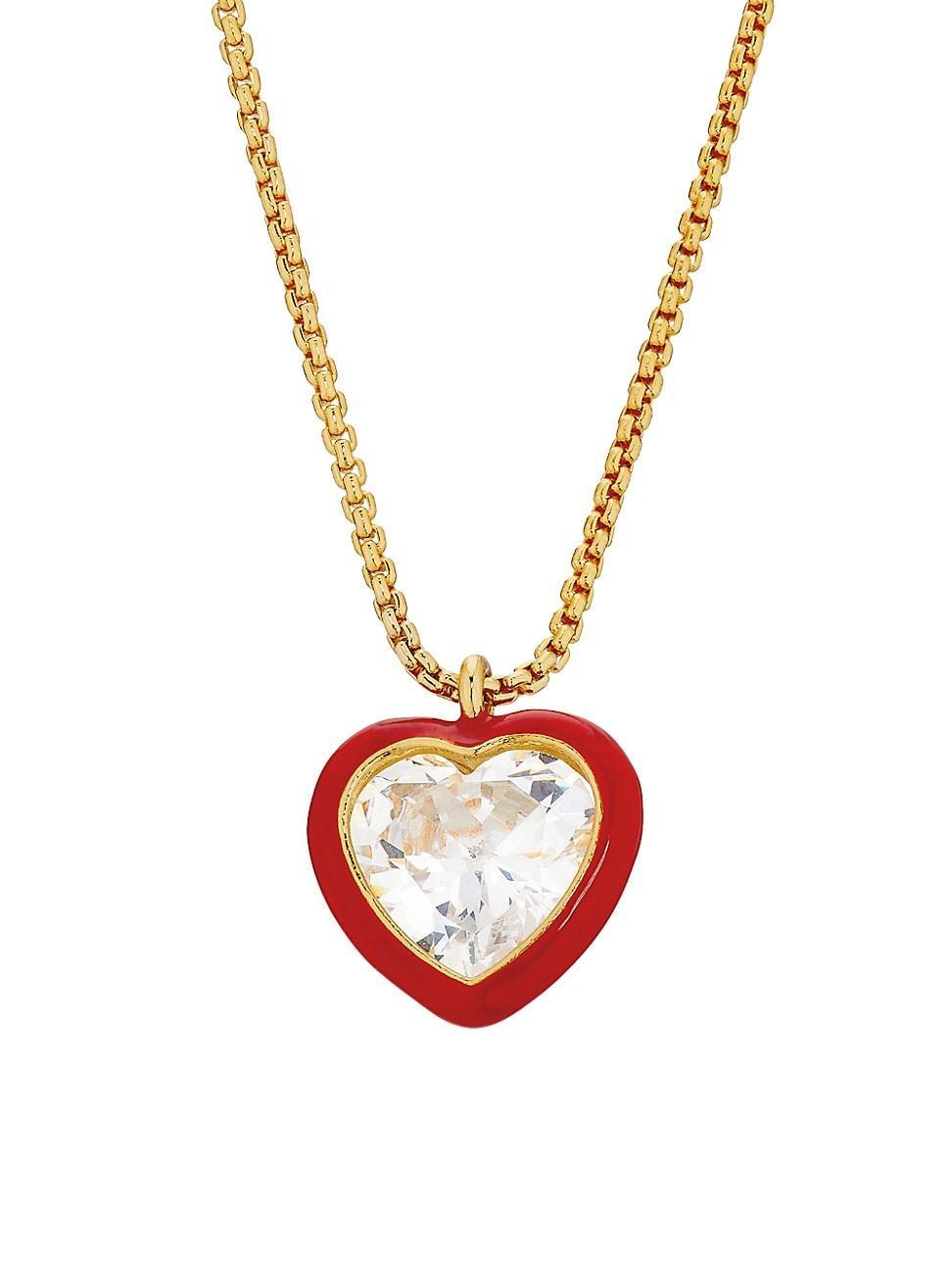 Womens Hearts Desire Goldtone, Cubic Zirconia & Enamel Pendant Necklace Product Image