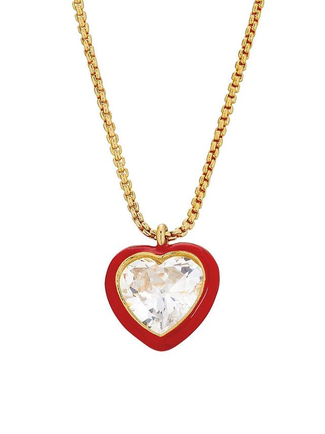 Womens Hearts Desire Goldtone, Cubic Zirconia & Enamel Pendant Necklace Product Image