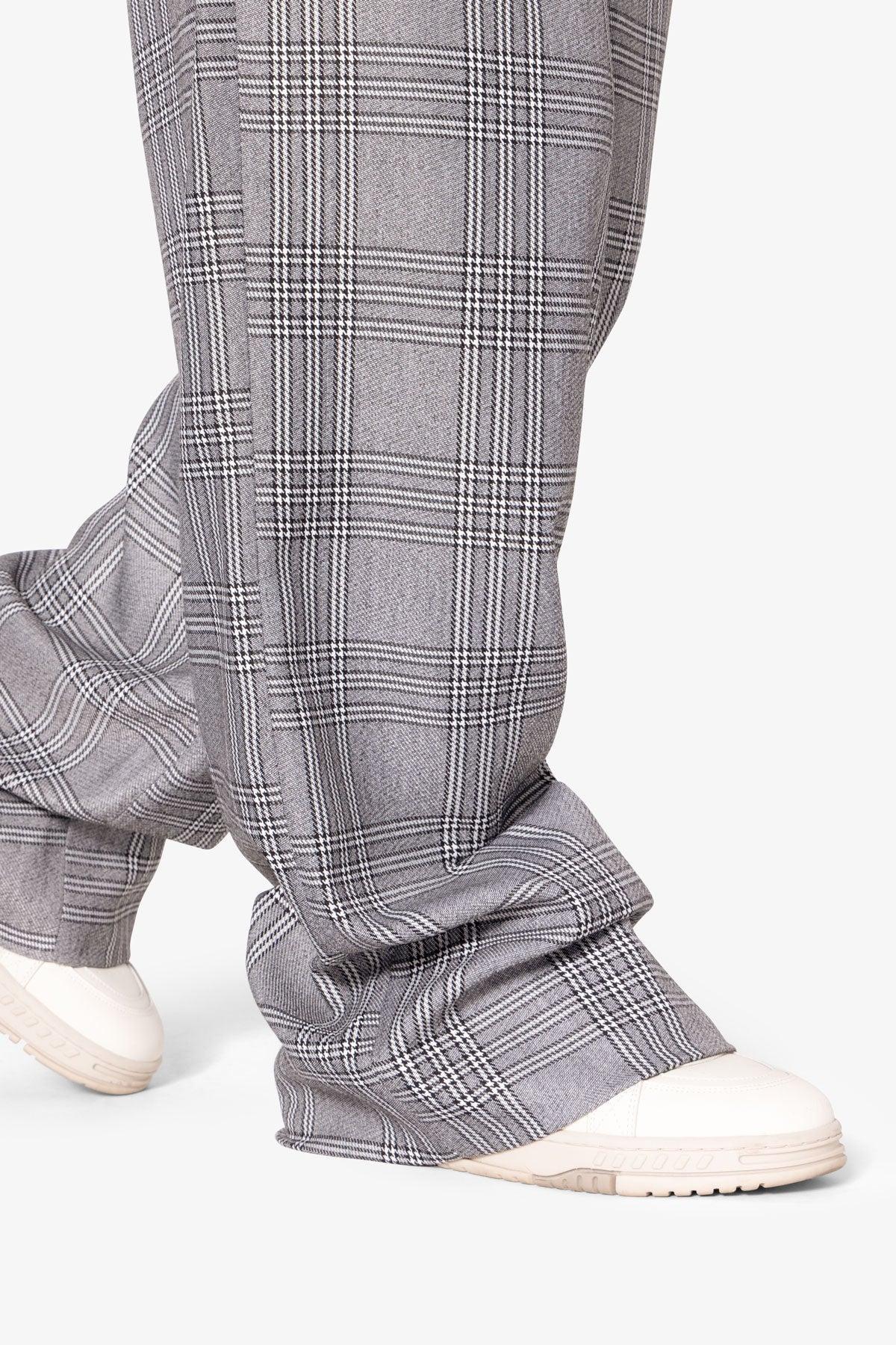 Plaid Baggy Suit Pants - Black/Grey Product Image