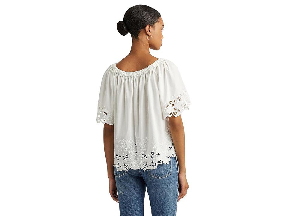 Lauren Ralph Lauren Eyelet Cotton Off-the-Shoulder Blouse Women's Clothing Product Image