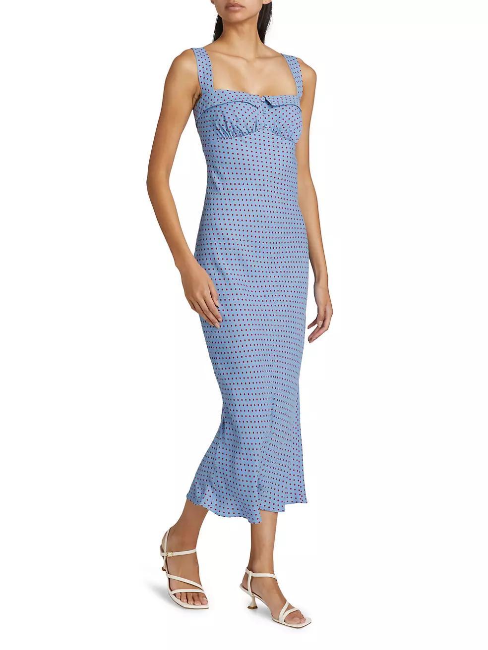 Tancy Polka Dot Linen Sleeveless Midi-Dress Product Image