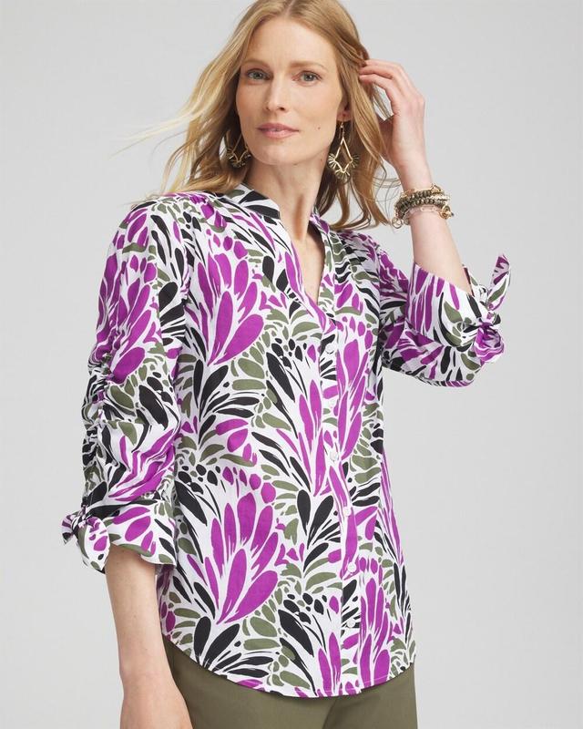 Women's Ruched Sleeve Floral Blouse Product Image