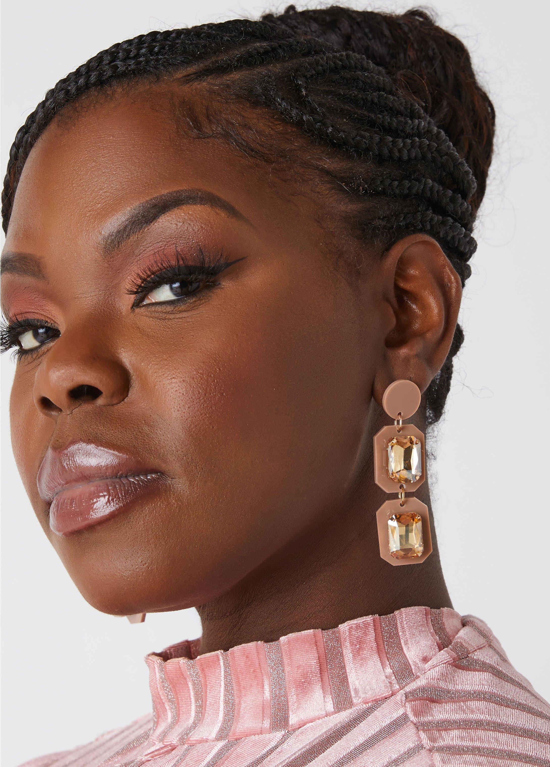 Plus Size Layered Crystal Earrings Ashley Stewart Product Image