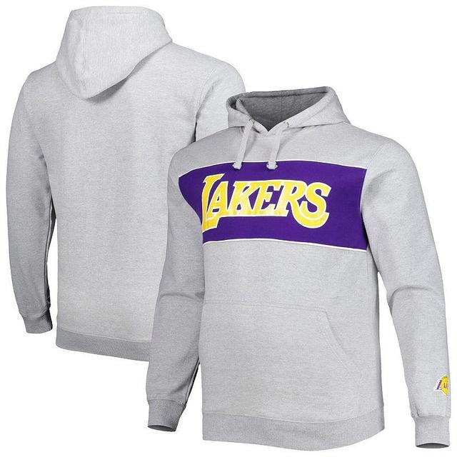 Mens Fanatics Branded Heather Gray Los Angeles Lakers Big & Tall Wordmark Pullover Hoodie Product Image