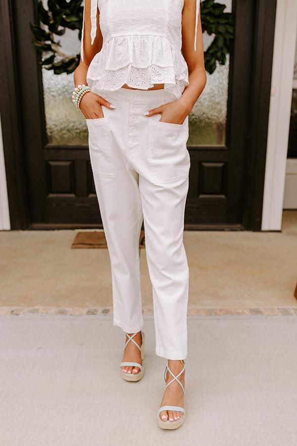 The Lari High Waist Button Up Trousers in Ivory Product Image