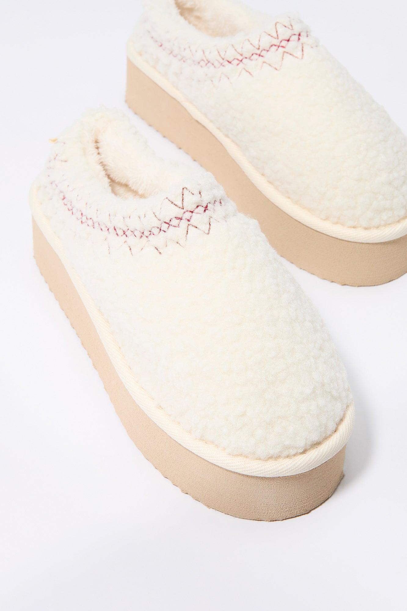 Faux Fur Embroidered Platform Slipper Bootie Female product image