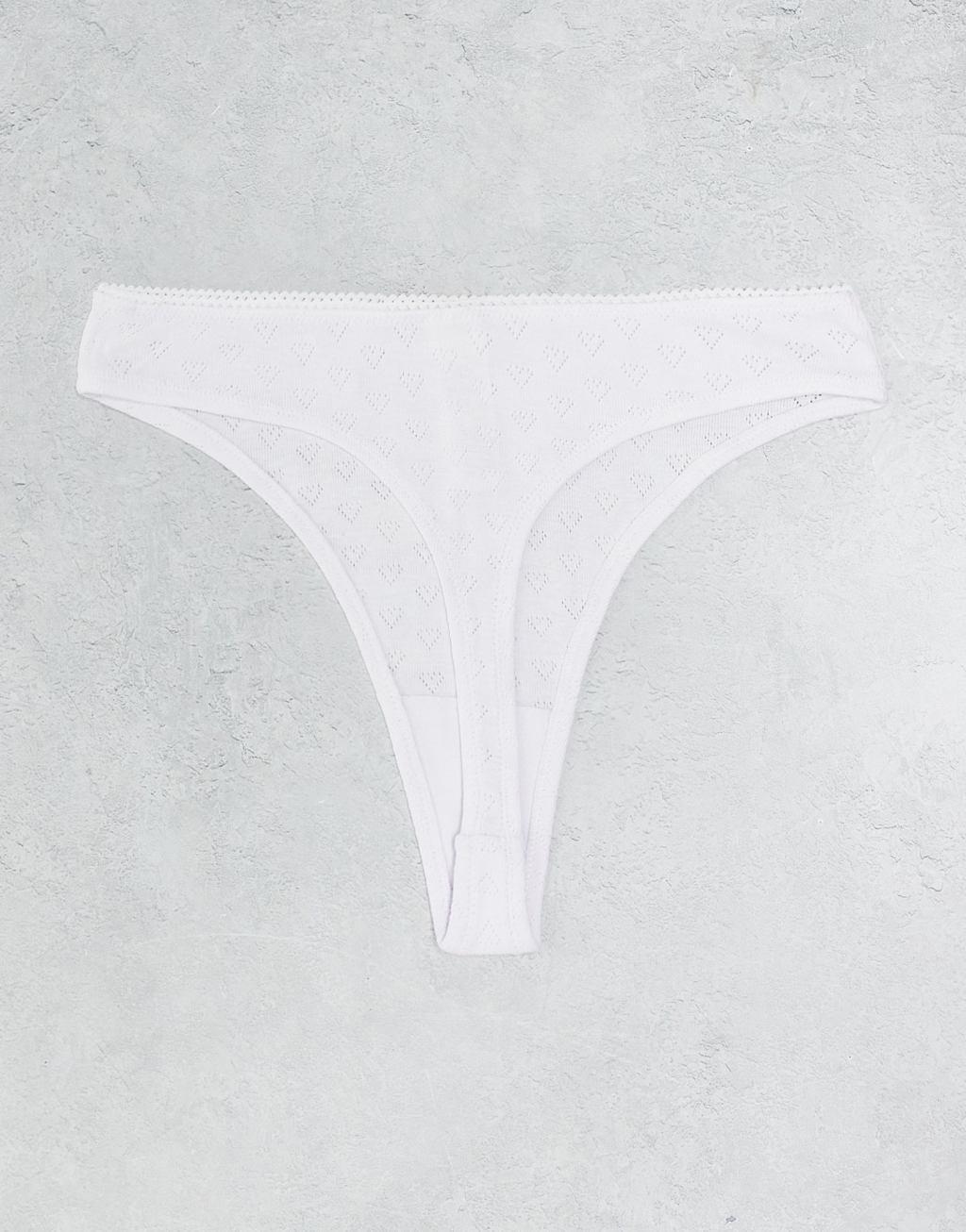 Monki 3-pack heart rose thongs in white Product Image