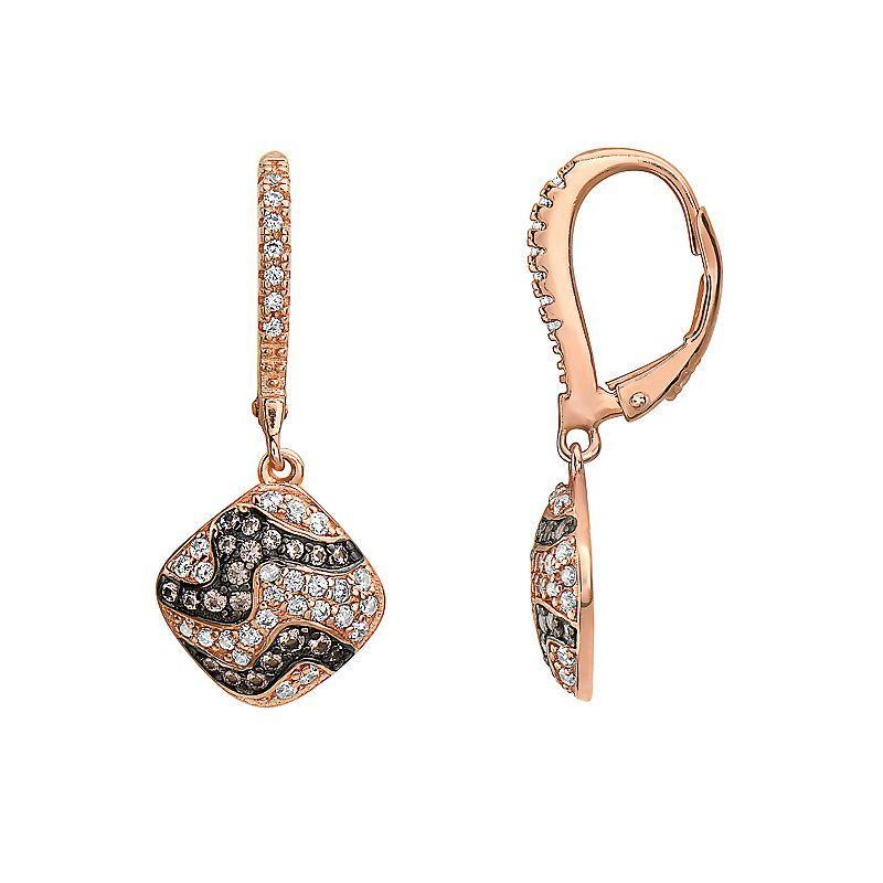 18k Rose Gold Over Sterling Silver Morganite & Cubic Zirconia Drop Earrings, Womens, Two Tone Product Image