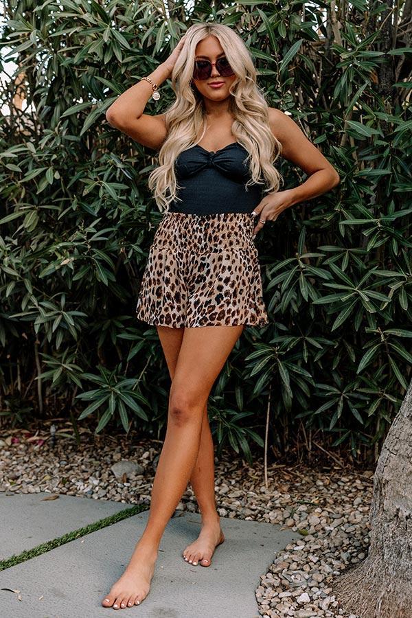 VIP Pool Party High Waist Shorts in Leopard Print product image