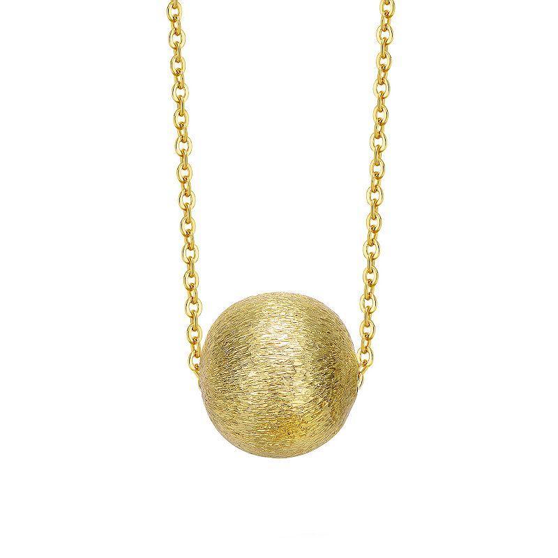 14k Gold Plated Textured Ball Necklace, Womens Yellow Product Image