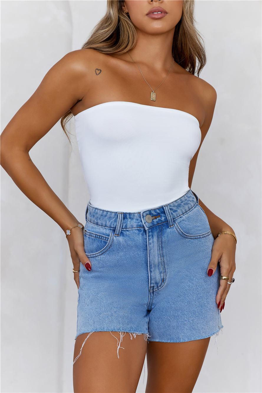 HELLO MOLLY BASE Longline Strapless Bandeau Top White Product Image