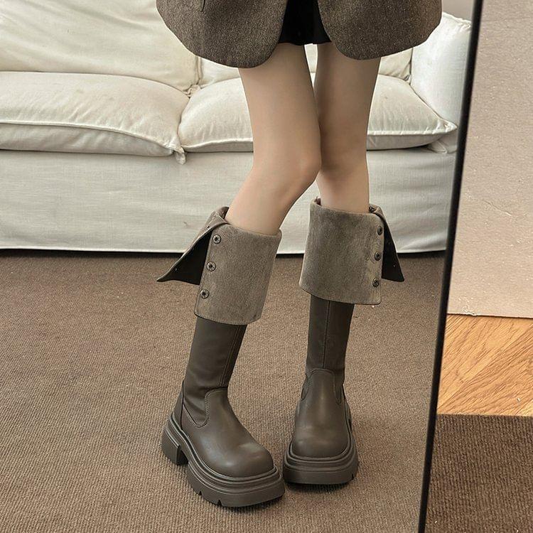 Platform Buckled Button Over The Knee Boots product image