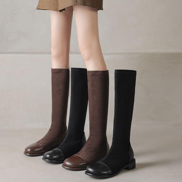 Low Heel Plain Tall Boots Product Image