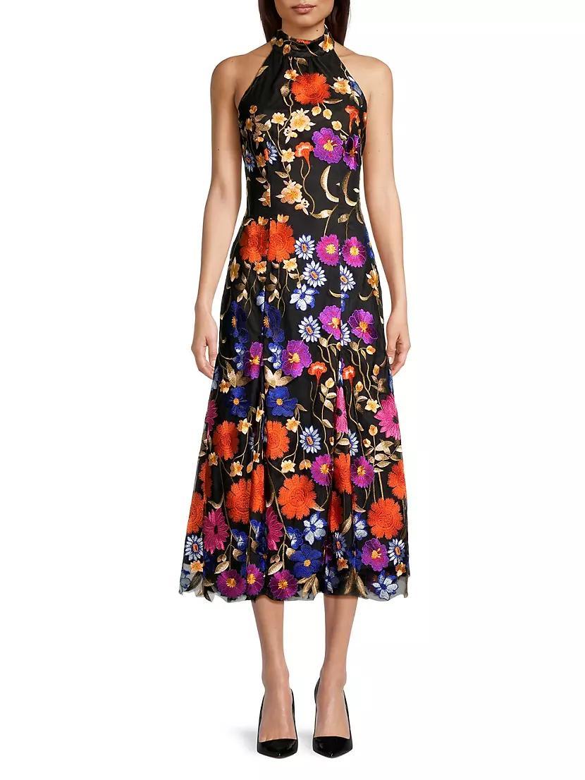 Penelope Floral-Embroidered Midi-Dress Product Image