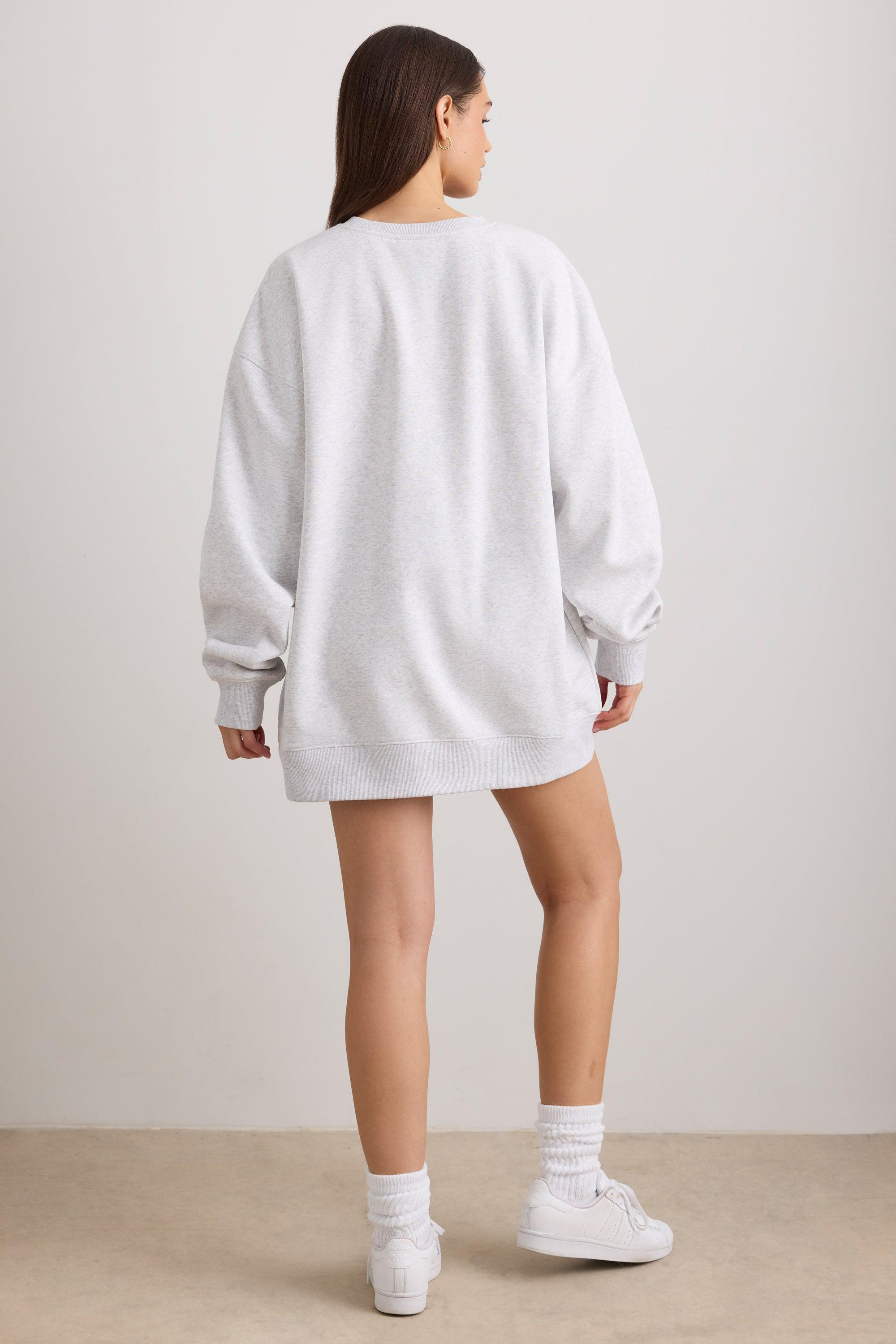 Oversized Crew Neck Sweatshirt in Grey Marl Product Image