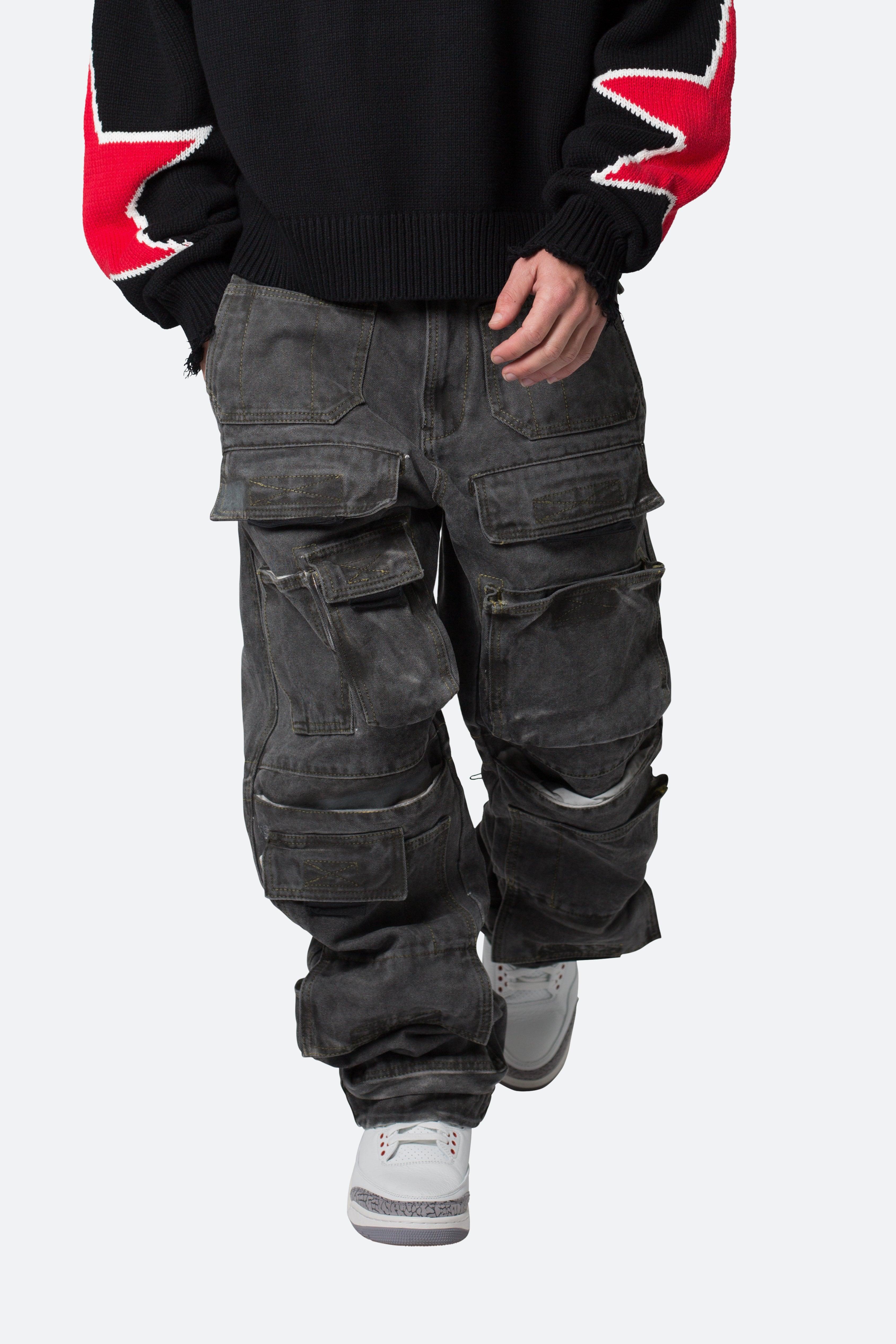 Ultra Baggy Spray Cargo Denim - Black Product Image