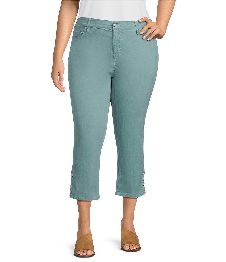 Code Bleu Plus Size Chelsea High Rise Straight Leg Stretch Denim Capri Jeans Product Image