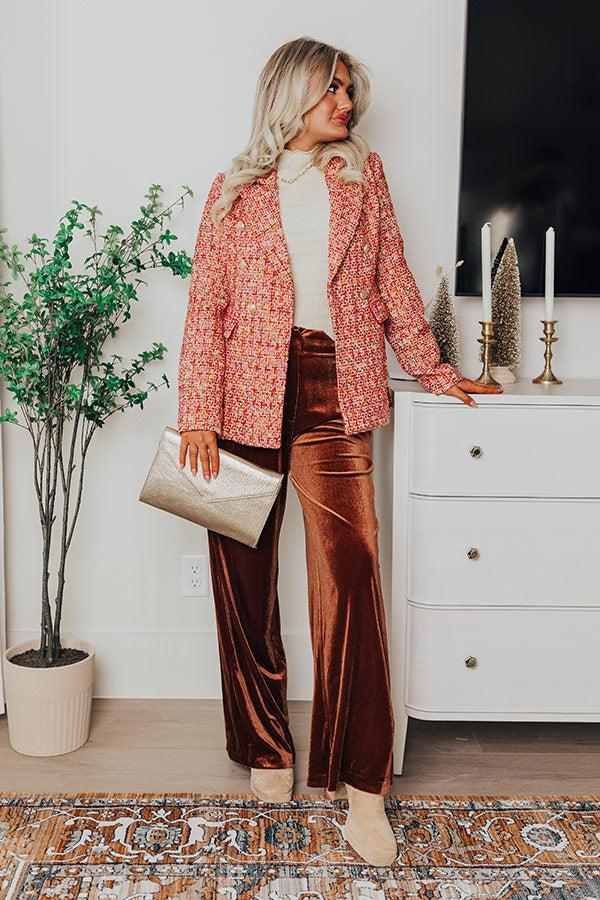 All The Hits High Waist Velvet Pants In Brown product image