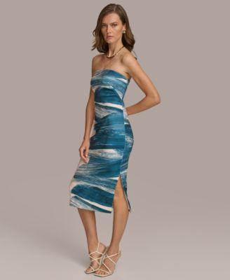 Donna Karan Women's Printed Strapless Midi Dress Product Image