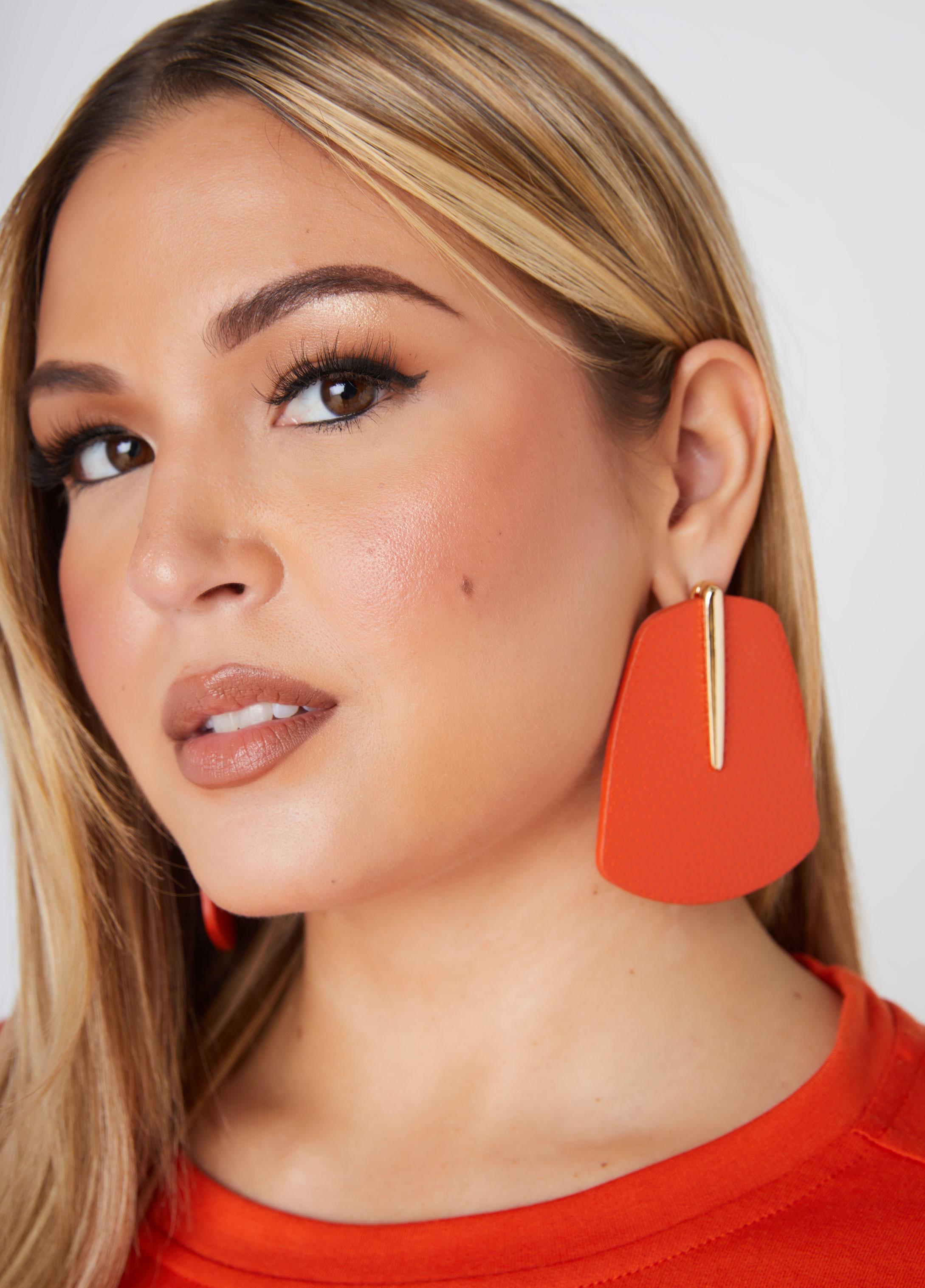 Plus Size Faux Leather Earrings Ashley Stewart Product Image