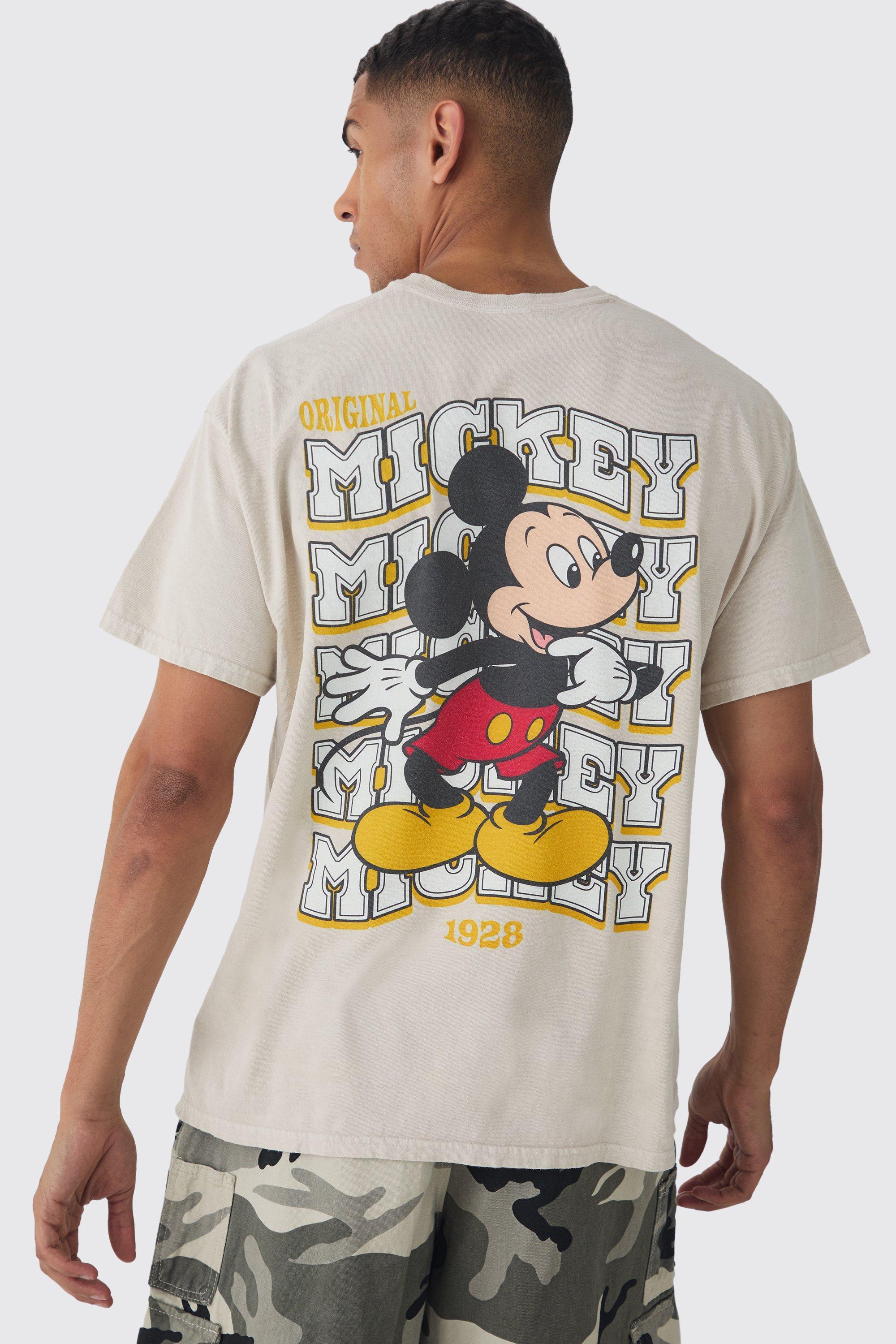 Oversized Mickey Mouse Disney Wash License Back Print T-shirt | boohooMAN USA Product Image