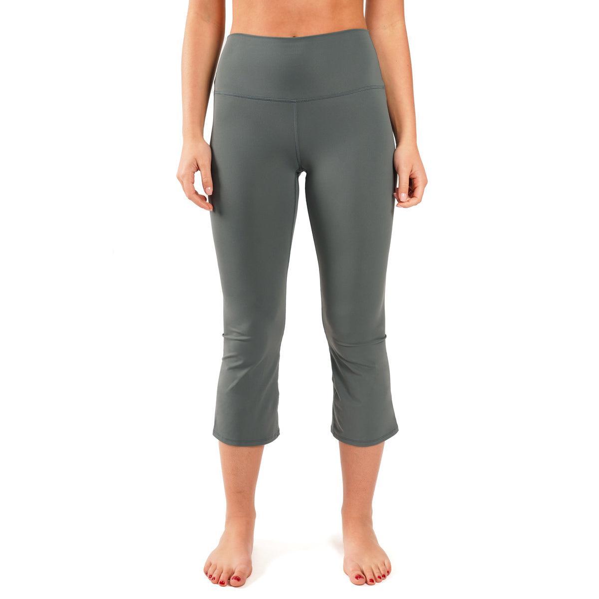 Yogalicious by Reflex Women's Nude Tech Elastic Free High Waist Flare Yoga Capri with Front Splits product image