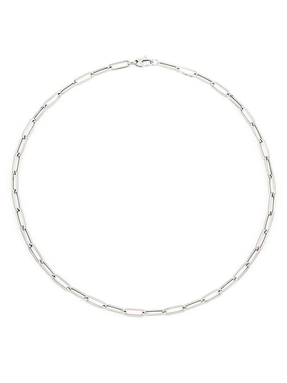 Womens 14K White Gold Paper Clip Chain Necklace/18 Product Image