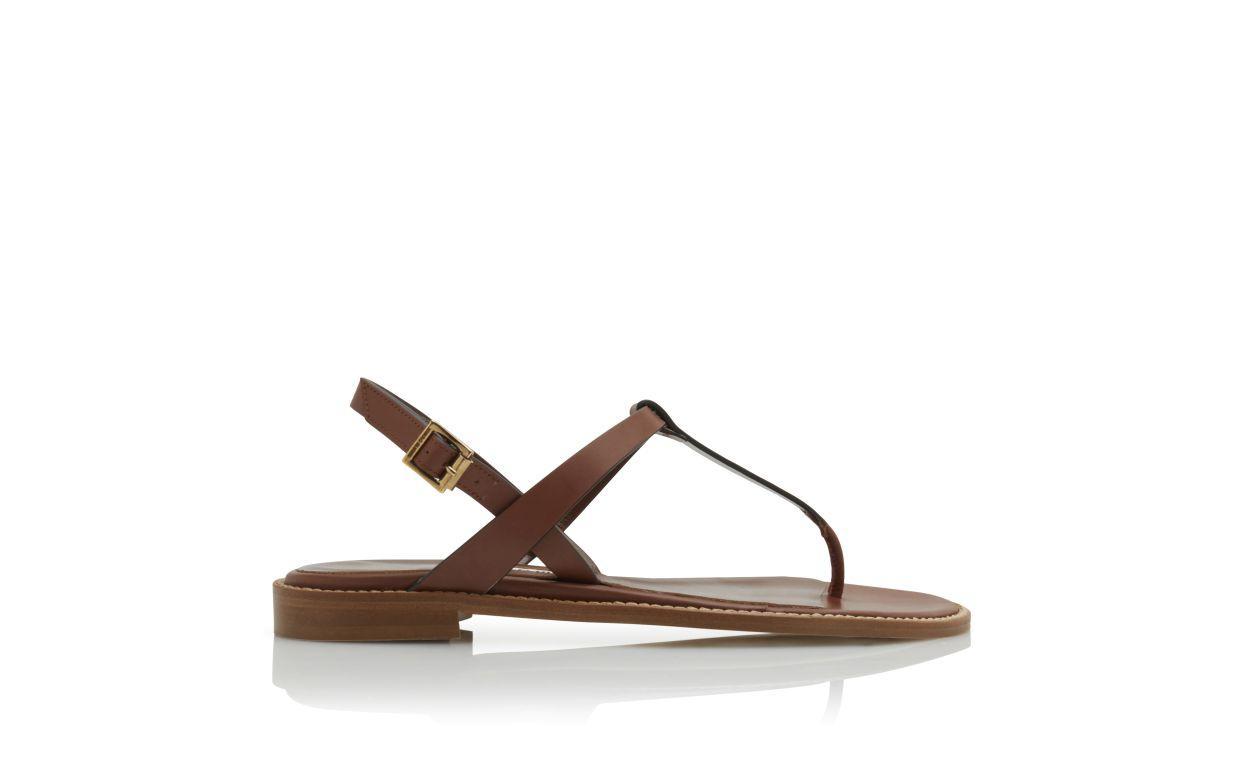 HATA Mid Brown Calf Leather Flat Sandals Product Image