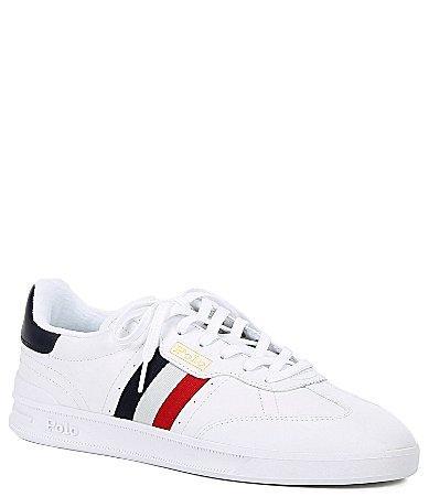 Polo Ralph Lauren Mens HTR Aera Leather Retro Sneakers Product Image