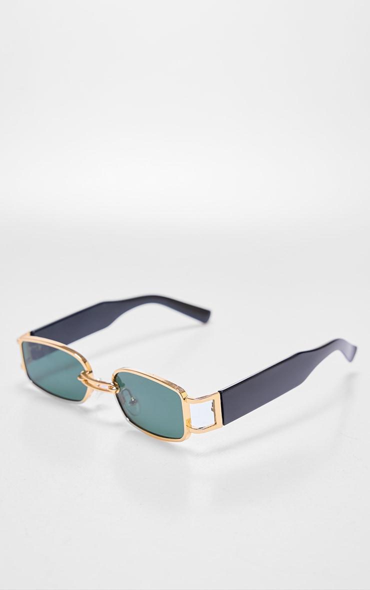 Gold Frame Slim Square Chunky Sunglasses Product Image