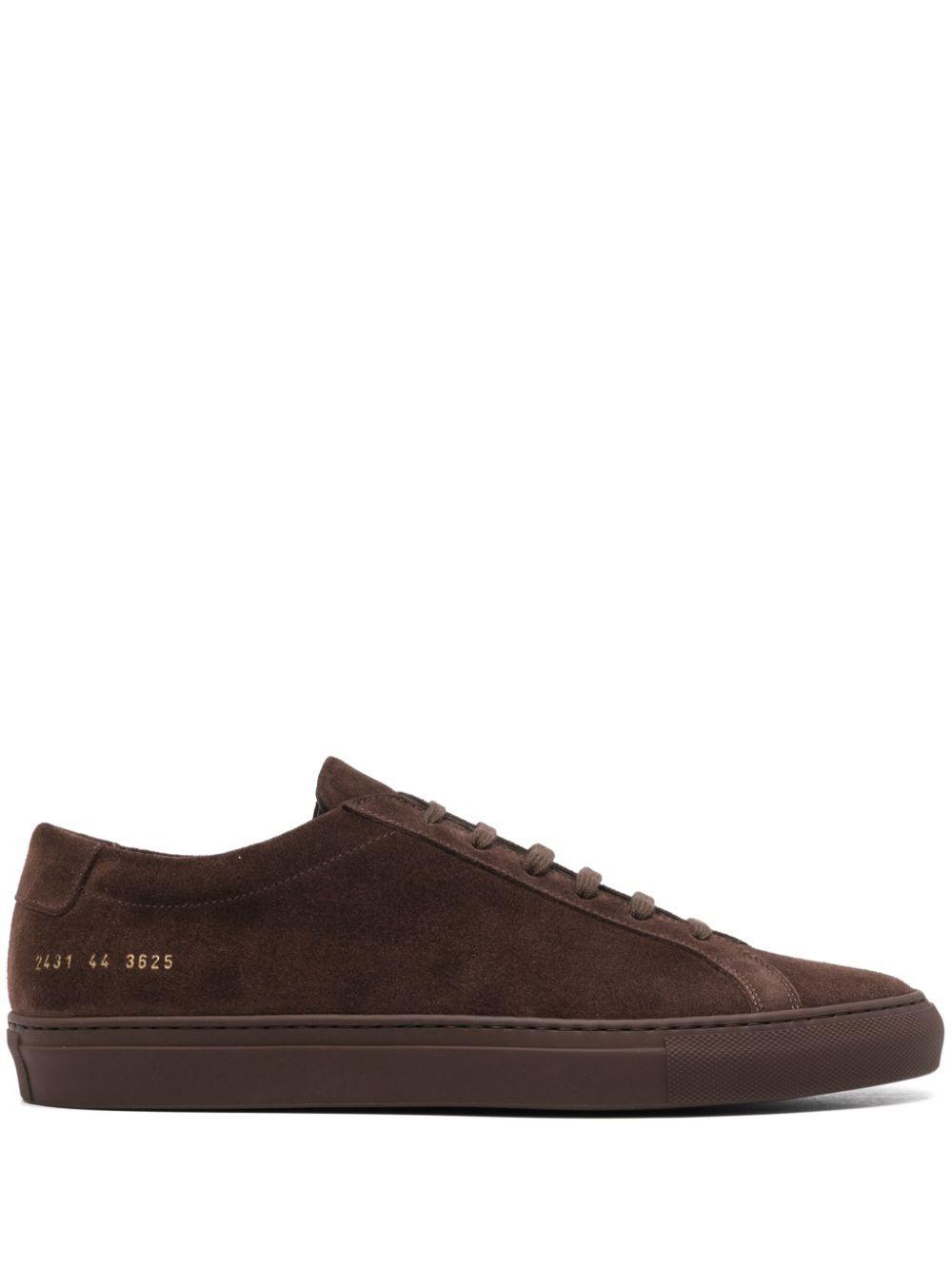 COMMON PROJECTS Mens Clay Suede Achilles Low Number-print Suede Low-top Trainers In Brown Product Image