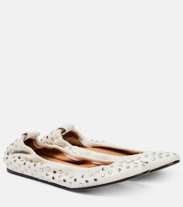 Belna Leather Ballet Flats In White Product Image