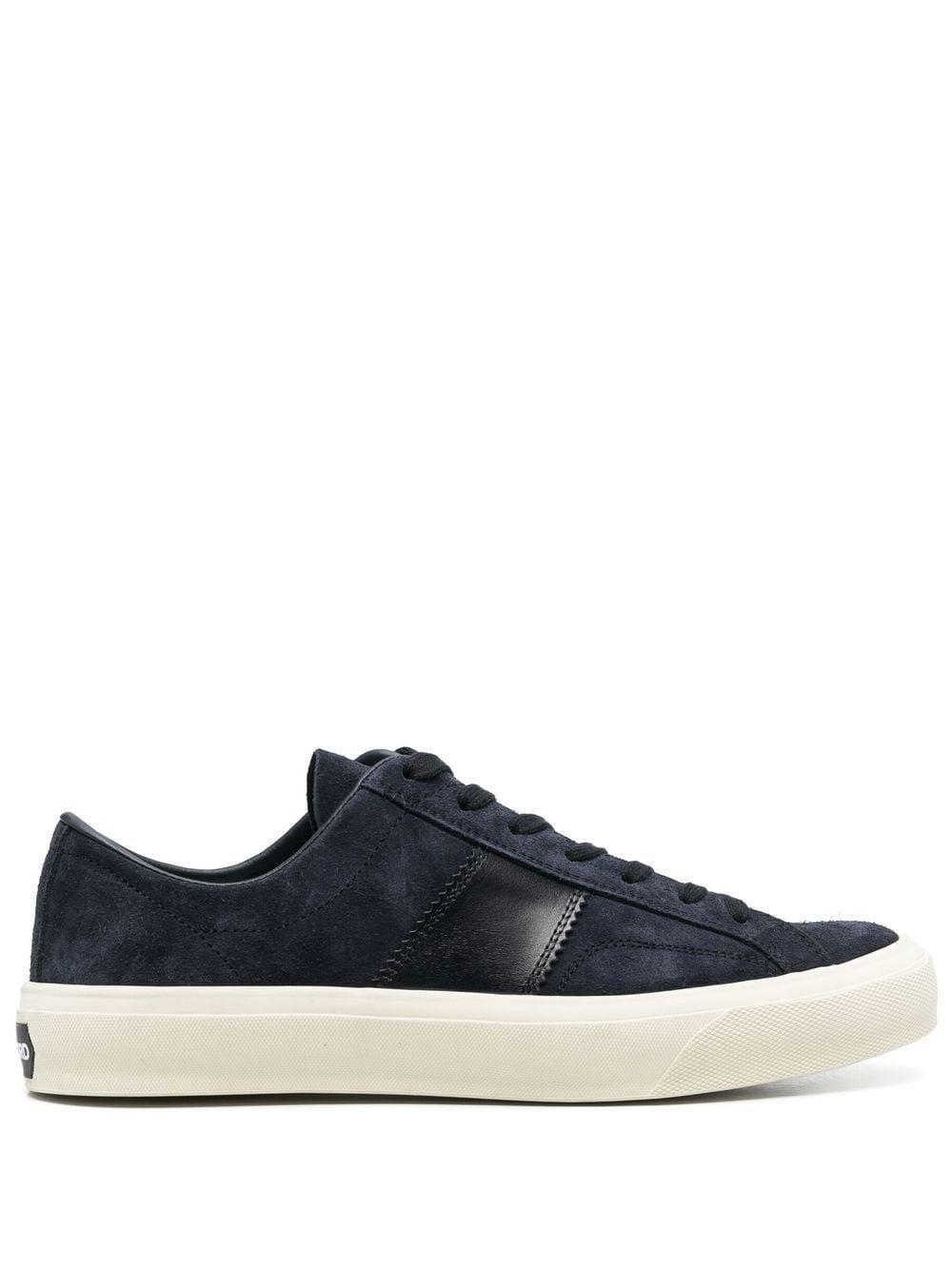 TOM FORD Logo-patch Lace-up Sneakers In Blue Product Image