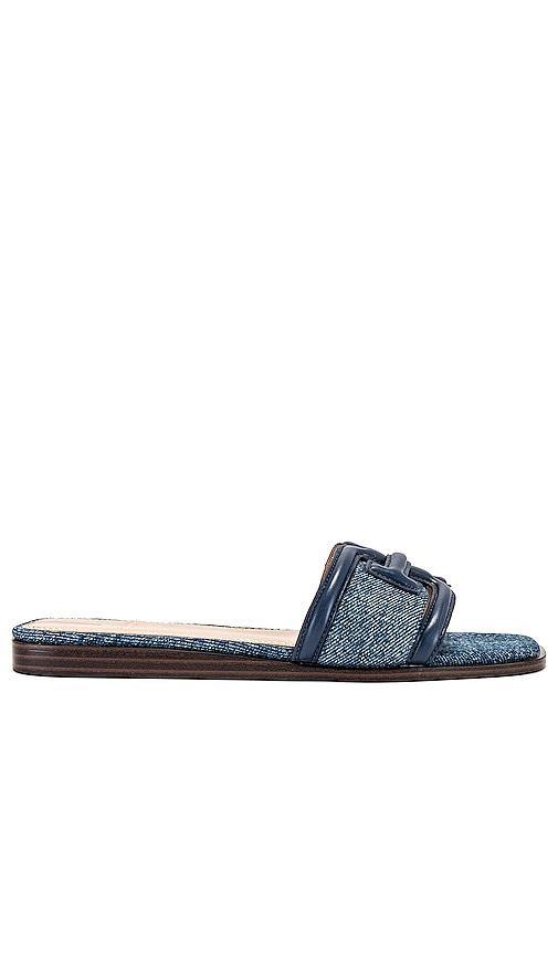 Sam Edelman Irina Denim Double E Square Toe Flat Slide Sandals Product Image