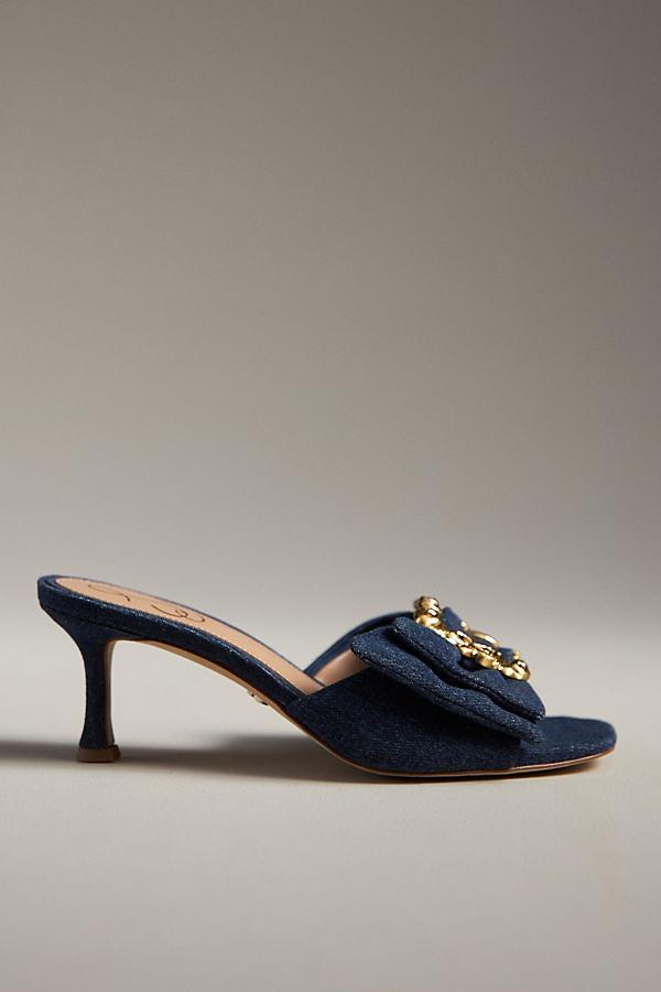Sam Edelman Pietra Denim Buckle Detail Dress Mule Sandals Product Image