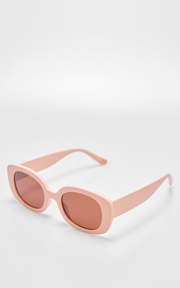  Beige Chunky Frame Round Sunglasses Product Image