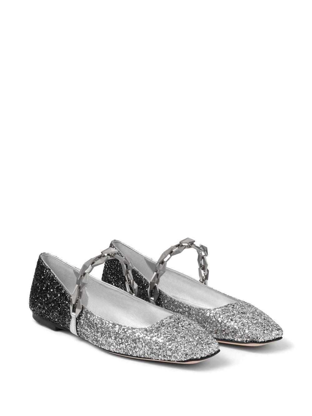 JIMMY CHOO Diamond Tilda Flat In Silver/black Product Image