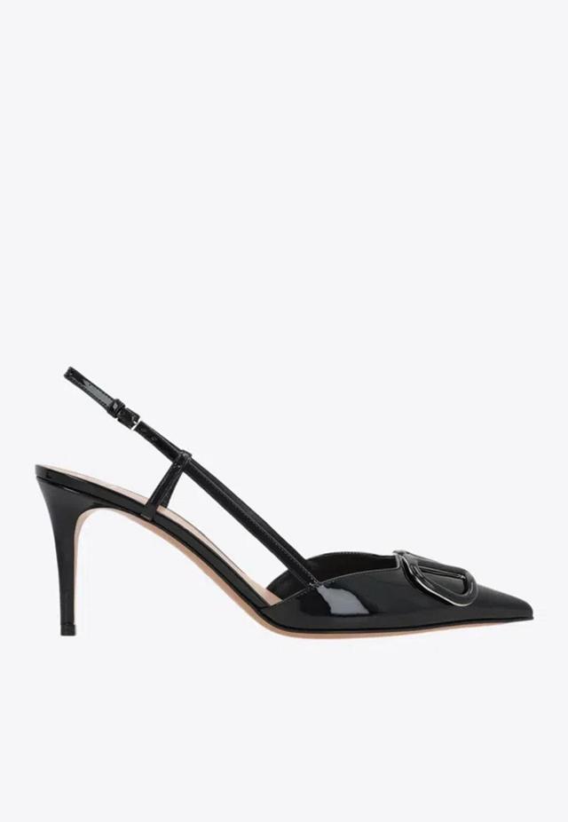 VALENTINO GARAVANI 80 Vlogo Patent Leather Slingback Pumps In Black Product Image