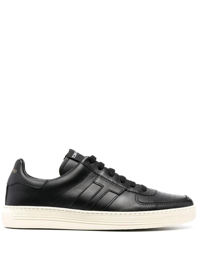 Brown Radcliffe Leather Low-top Sneakers In Black Product Image