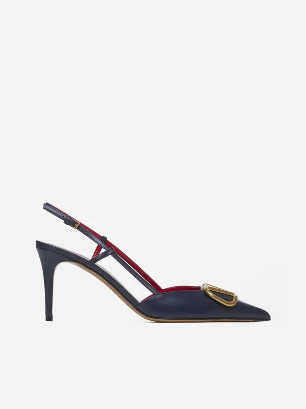 VALENTINO GARAVANI Vlogo Slingback Pumps Stiletto Heel In Marine Product Image