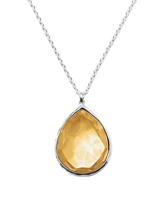 Womens Rock Candy Large Teardrop Sterling Silver & Honey Citrine Pendant Necklace Product Image