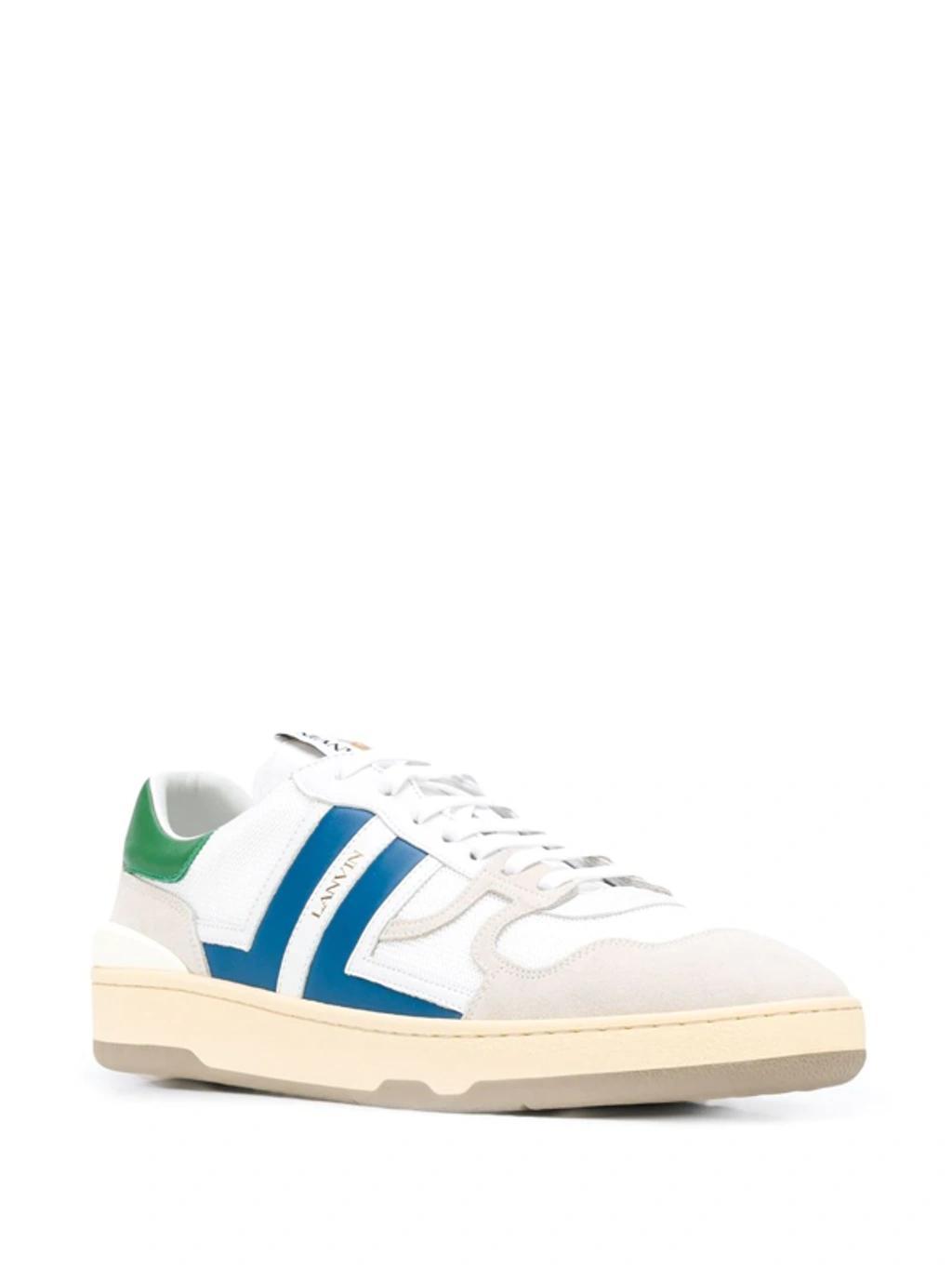 LANVIN White Clay Sneakers In White Blue Product Image