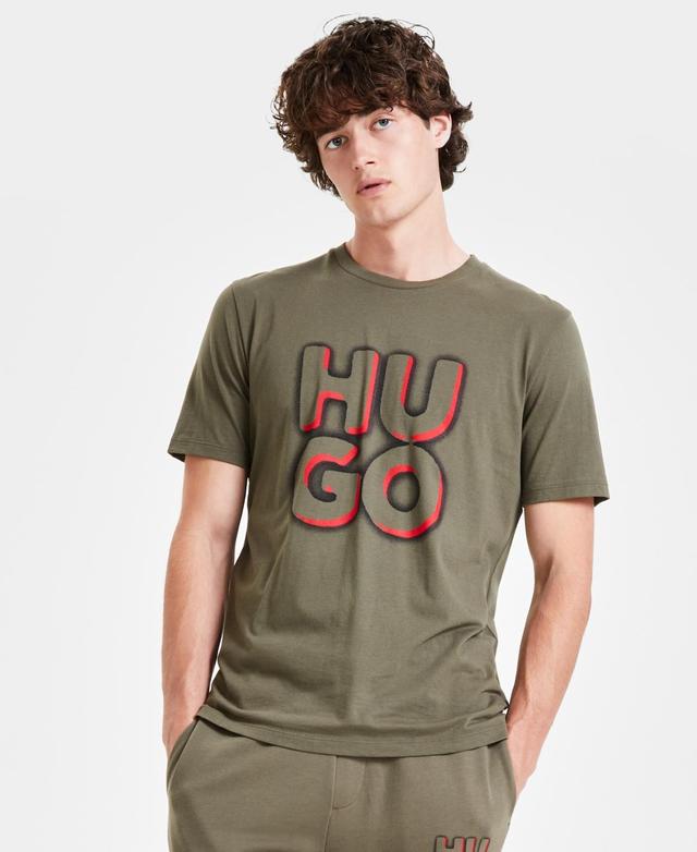 Hugo by Hugo Boss Mens Logo Graphic T-Shirt - Beige Product Image