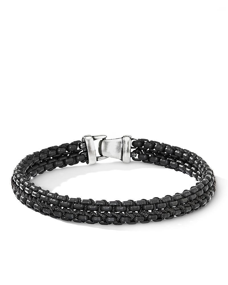 Mens Woven Box Chain Bracelet with Stainless Steel and Nylon Product Image