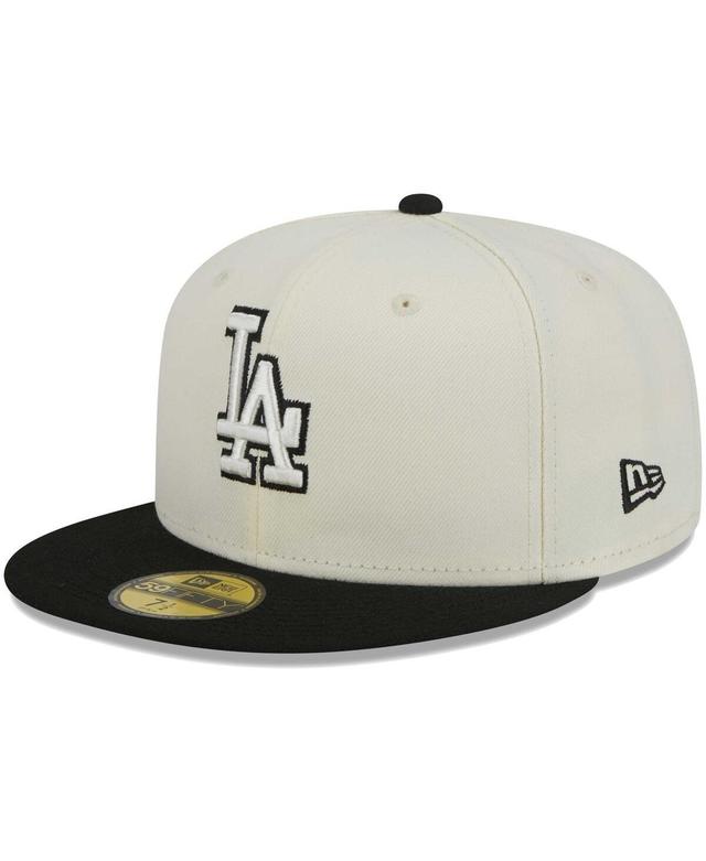 Mens New Era Stone Los Angeles Dodgers Chrome 59FIFTY Fitted Hat - Stone Product Image