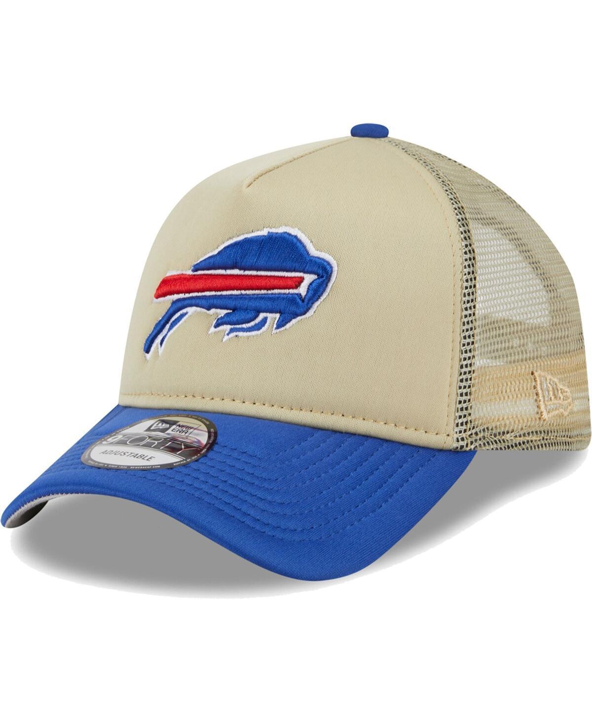 Men's New Era Tan/Royal Buffalo Bills All Day A-Frame Trucker 9FORTY Adjustable Hat Product Image